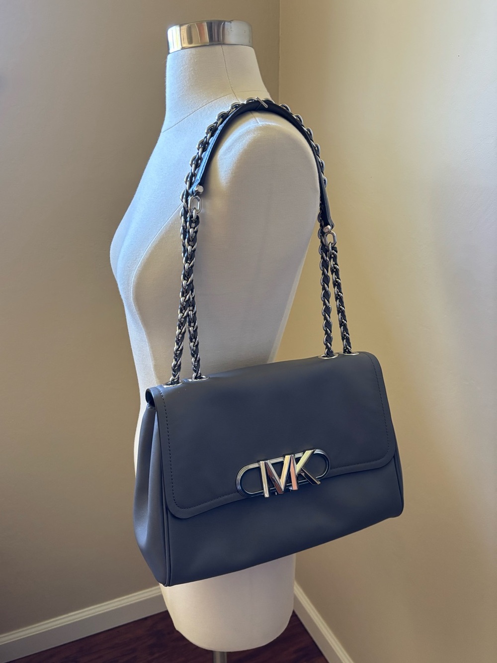 Michael Kors Parker Gray Chain Shoulder/Crossbody Bag